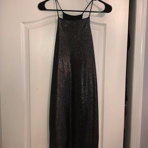 Black and silver mini dress